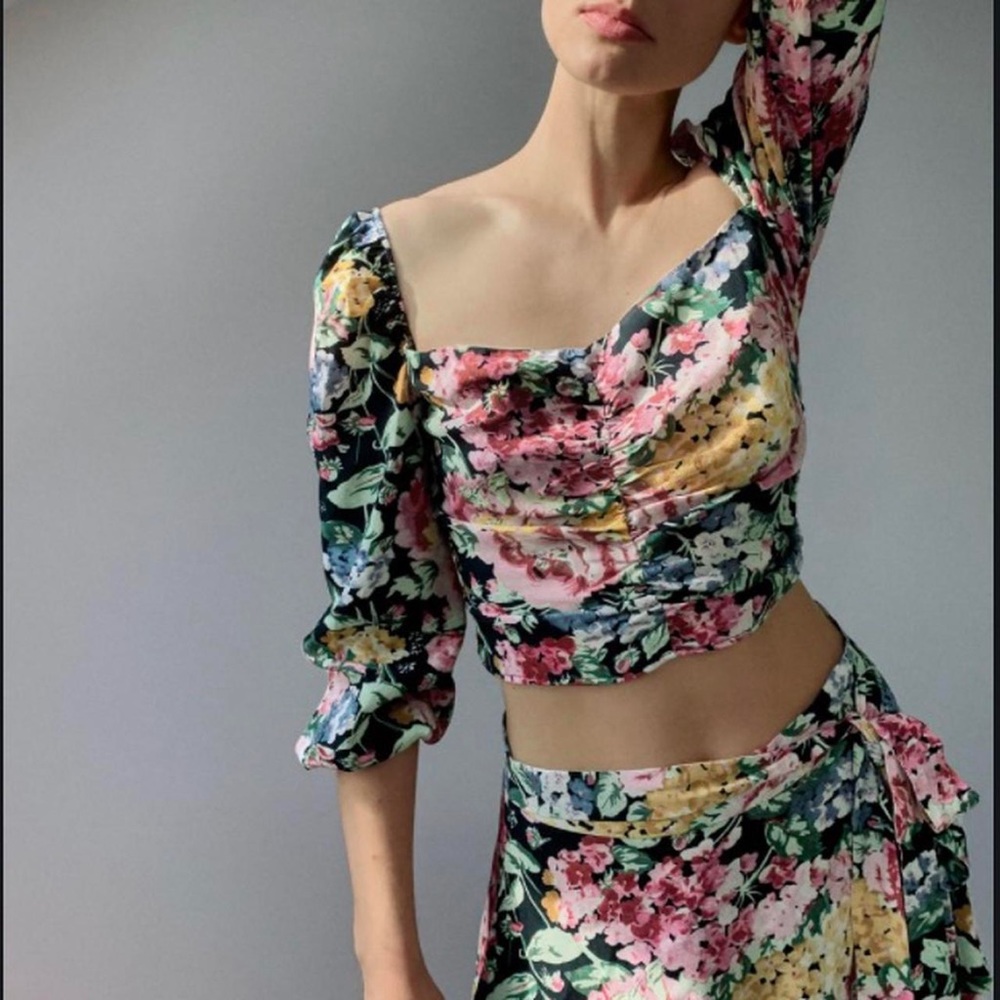 Zara Floral Crop Top - Multicolor